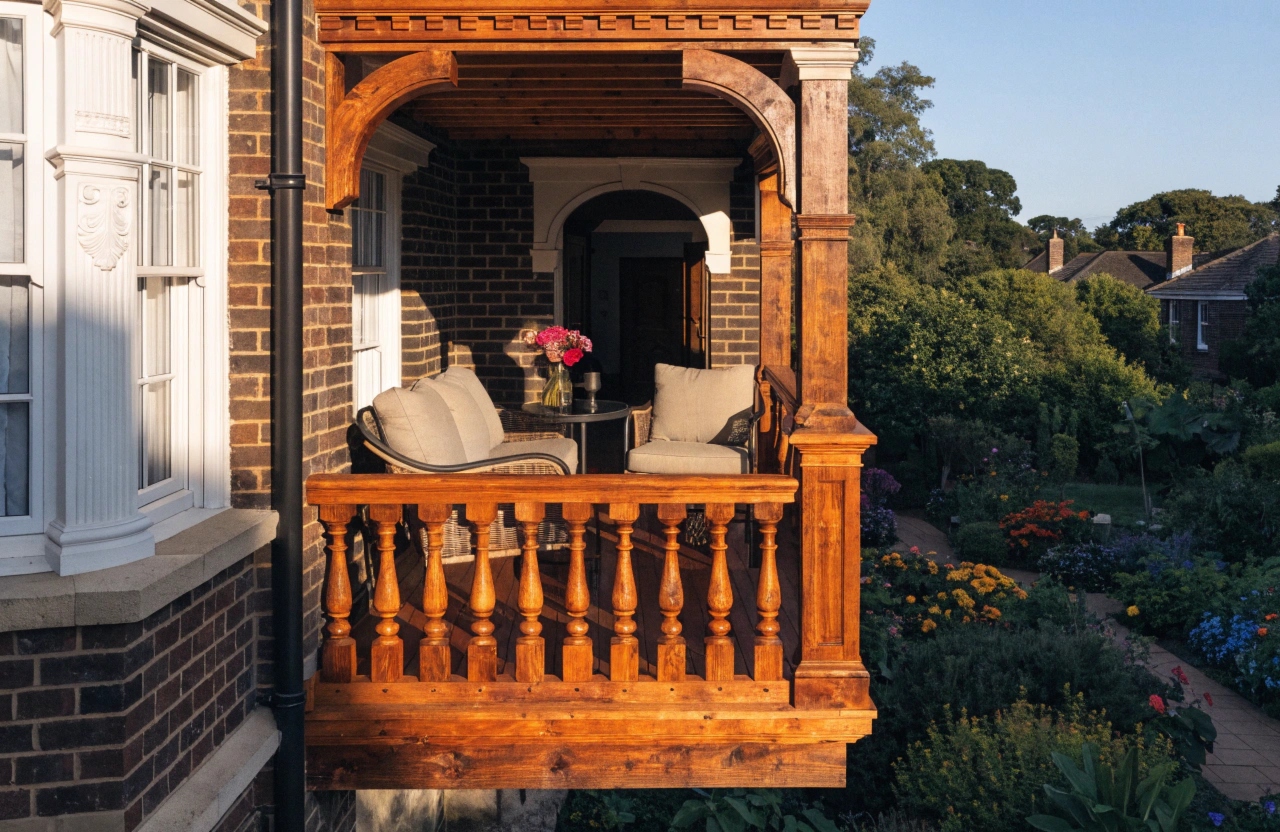 Hardwood timber balcony construction on a first-floor Adelaide residential home