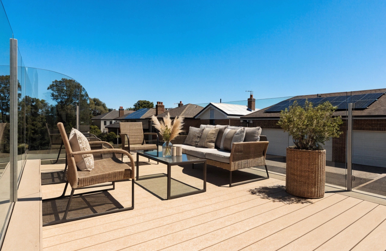 Rooftop deck construction with glass balustrade on an Adelaide suburban home