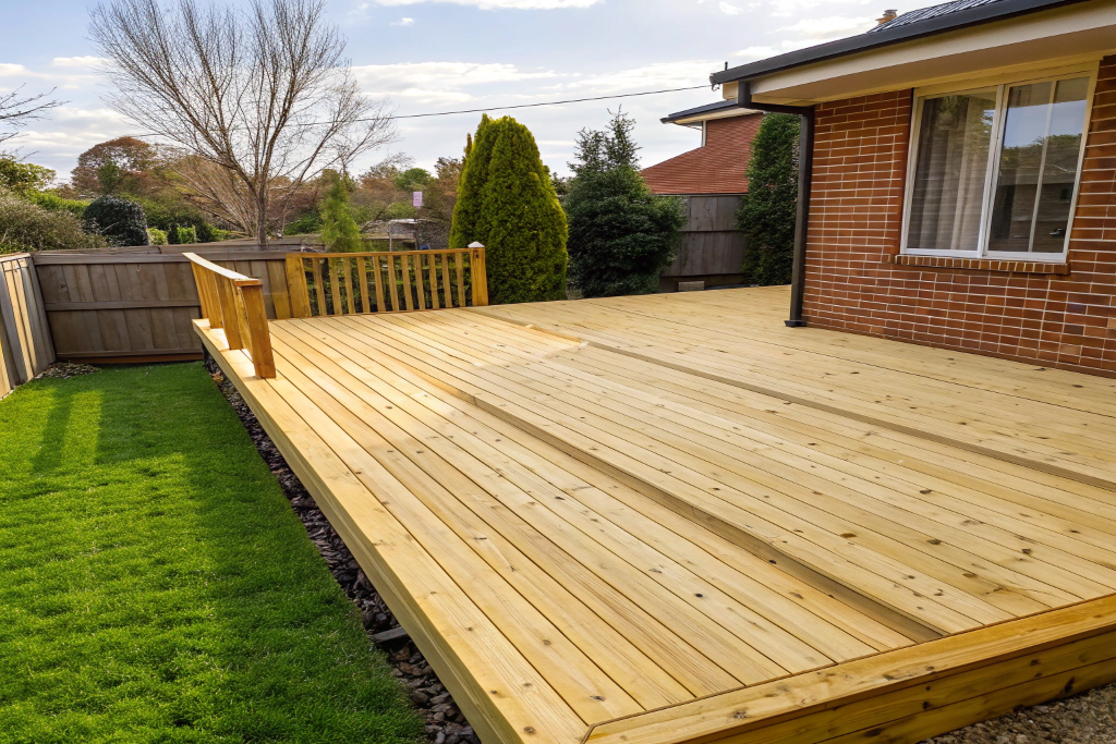 Treated pine decking Adelaide suburban backyard